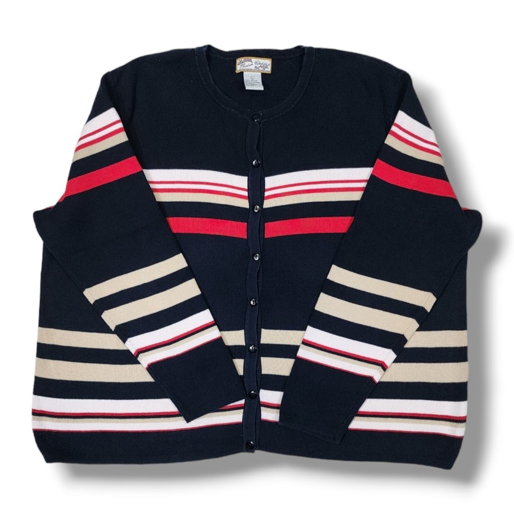 Vintage Heirloom Collectibles Striped Button Up‎ Cardigan Sweater Women's L - Picture 7 of 12